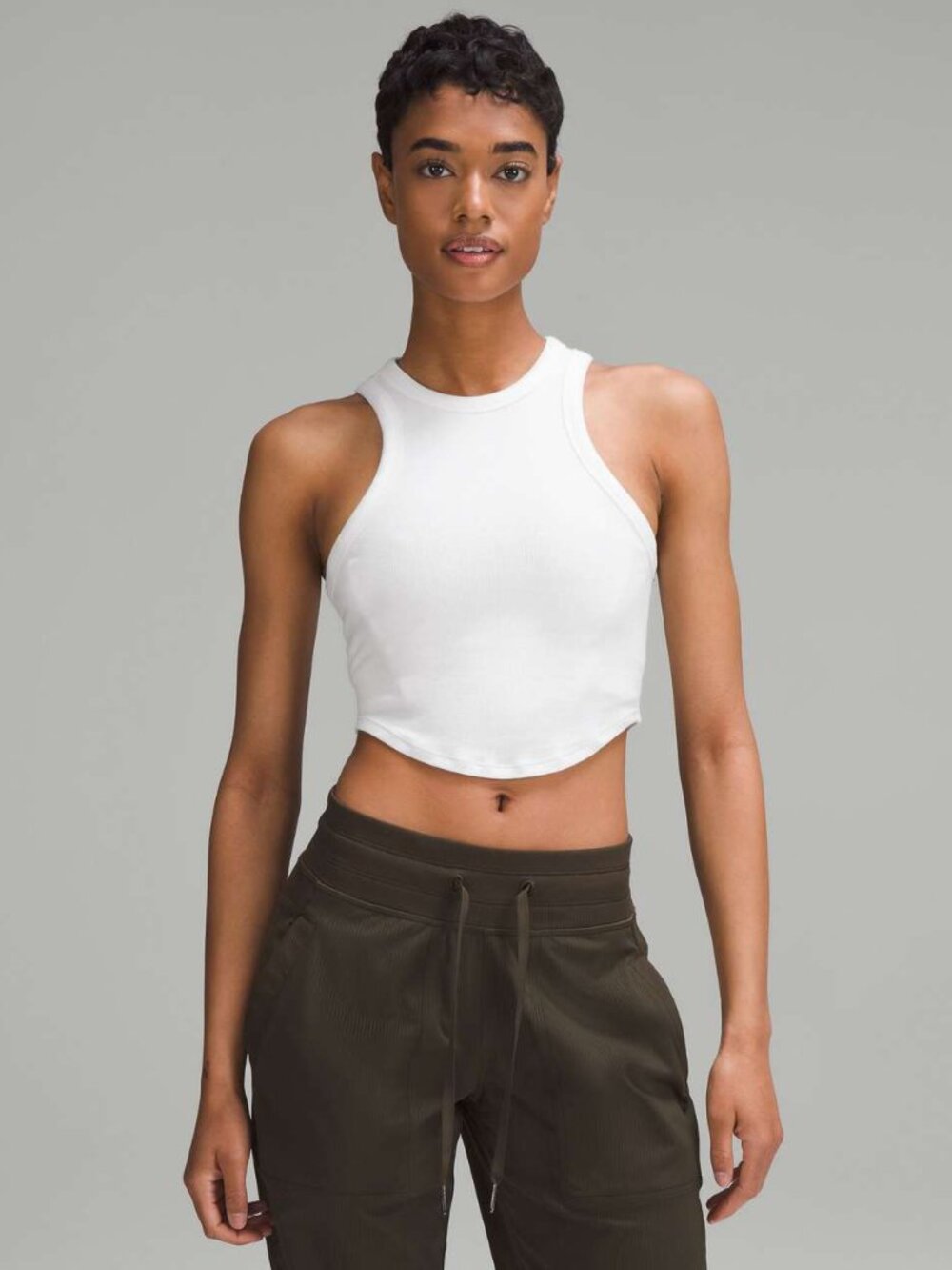 🔥 EUC LULULEMON Hold Tight Cropped Tank Top : SIZE 6 : White 🔥